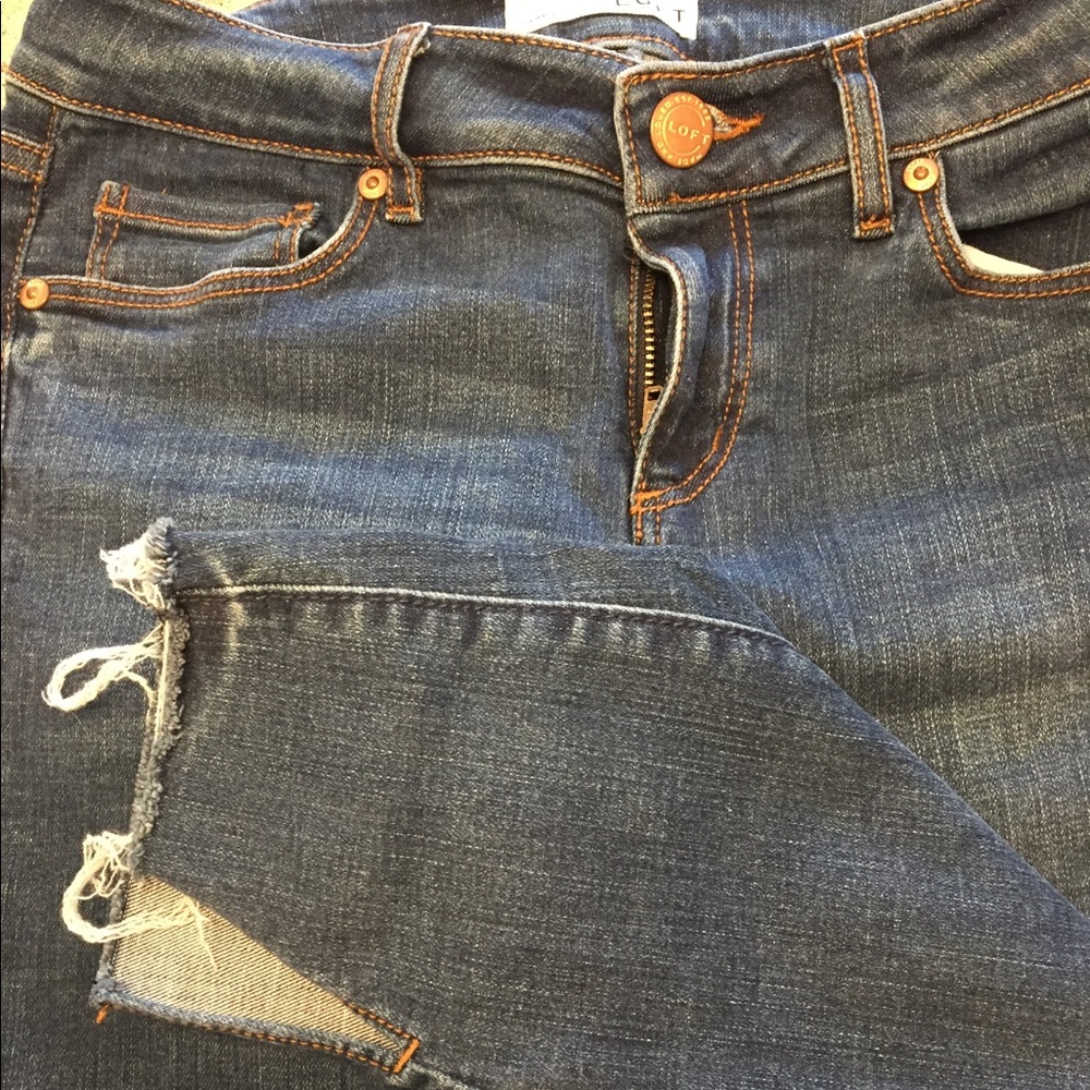 Loft curvy slit cut jeans cropped length